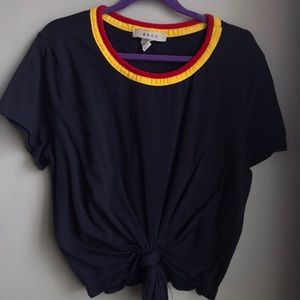 Navy Short-Sleeved Crop Top